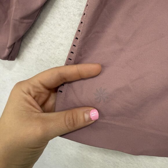 Athleta Sweater Womens Small Purple Long Sleeve Perforated Pullover Yoga Top - Picture 4 of 9